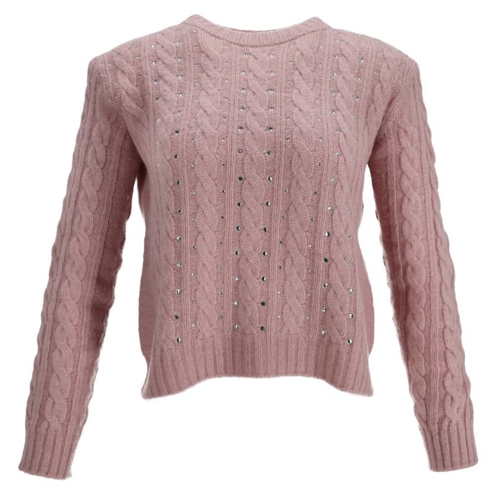 Philosophy di Lorenzo Serafini Embellished Cable Knit Sweater in Pink Polyamide